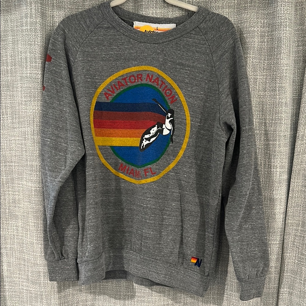 Aviator Nation Gray Sweatshirt Large
